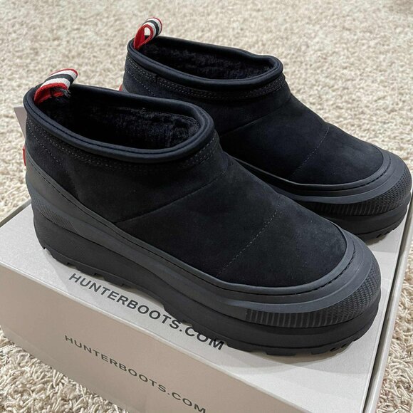 Hunter Women's Askern Waterproof Slip-On Booties Shoes Black, Size 9M (New) - Picture 1 of 15